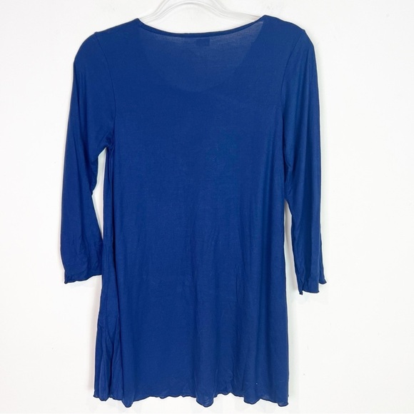 LISA Z BLUE 3/4 SLEEVE SCOOP NECK TUNIC SHIRT WOMENS XS - Picture 4 of 4